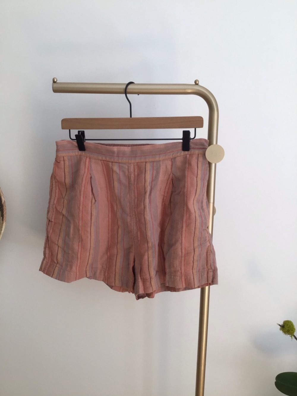 Madewell Striped Linen-Blend Shorts Size Medium Terracotta